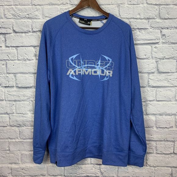 Under Armour Mens‎ Loose Long Sleeve Blue Crewneck Sweatshirt Logo Size XL - Picture 1 of 6